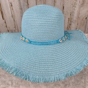 Blue Seashell Wide Brim Sun Hat